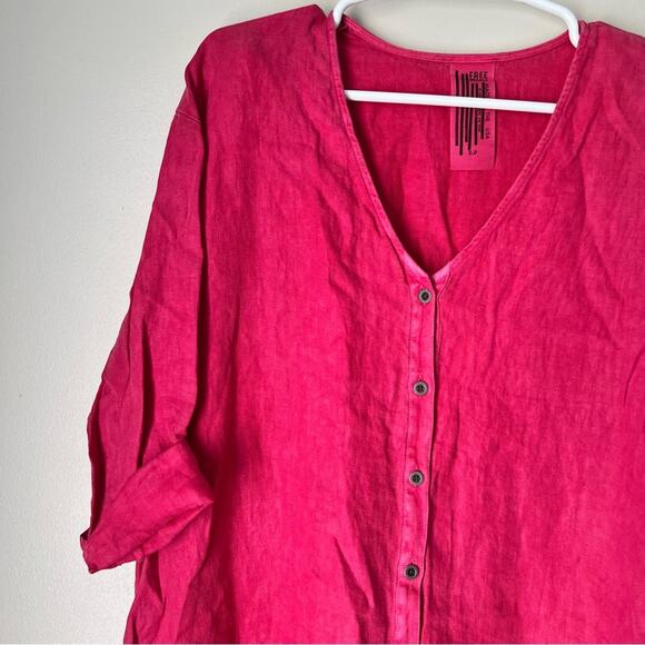 Free People Women’s Red Linen Boho Mini Swing Dress Small - Picture 2 of 9